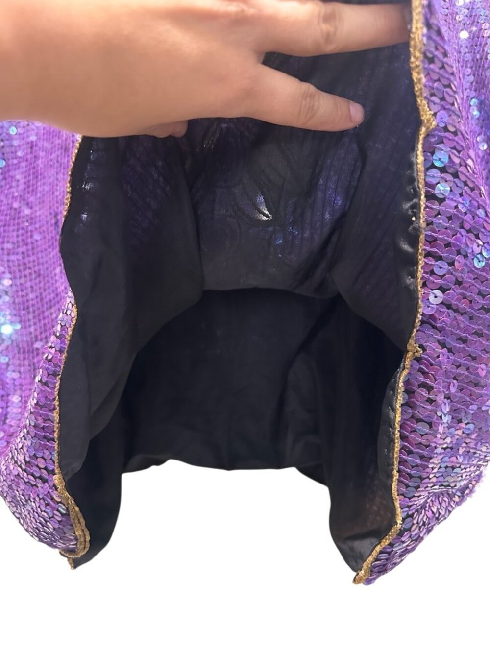 SCALA Silk Sequins Beaded Tunic Top 2X Purple Dolman Sleeves 90s Retro Evening - Picture 11 of 16